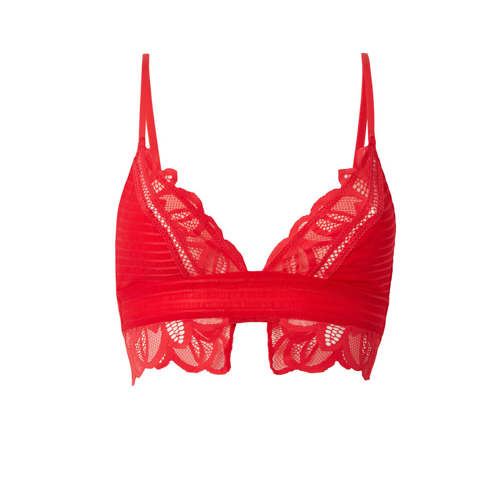 Soutien-gorge triangle duo de dentelles - rouge rouge.