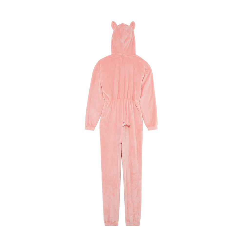 Combinaison polaire cochon - rose rose.