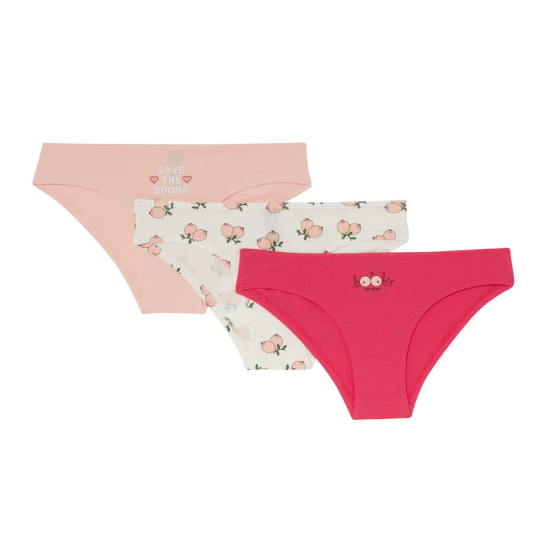 lot de 3 culottes à imprimé boobs - rose lot de 3 culottes à imprimé boobs - rose;