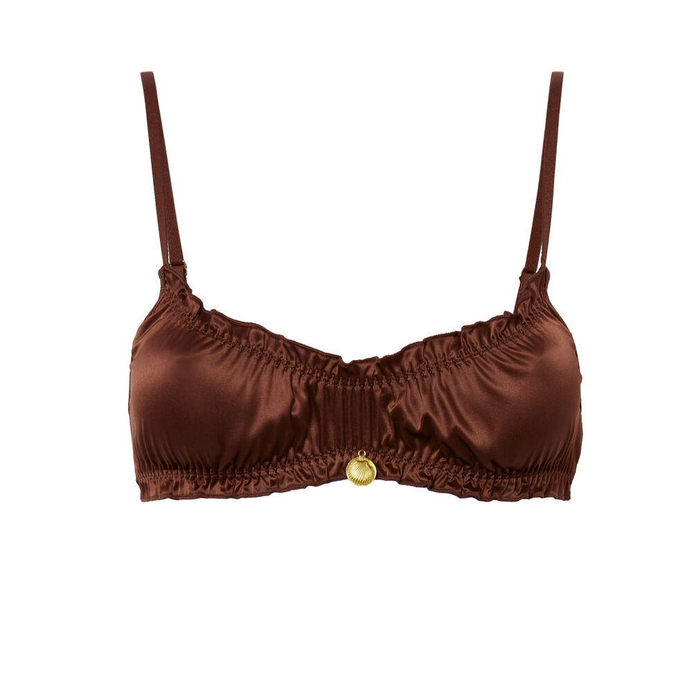 Brassière satinée sans armature - marron marron.