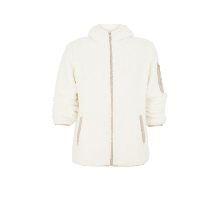 Veste polaire à capuche borgiz blanc cassé.