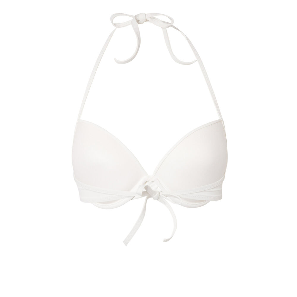 Haut de maillot push-up dos nu décolleté twisté - écru ecru.