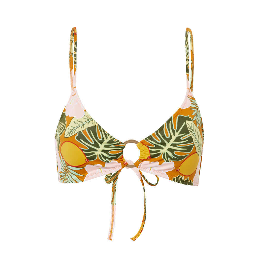 Haut de maillot brassière imprimé tropical - orange orange.