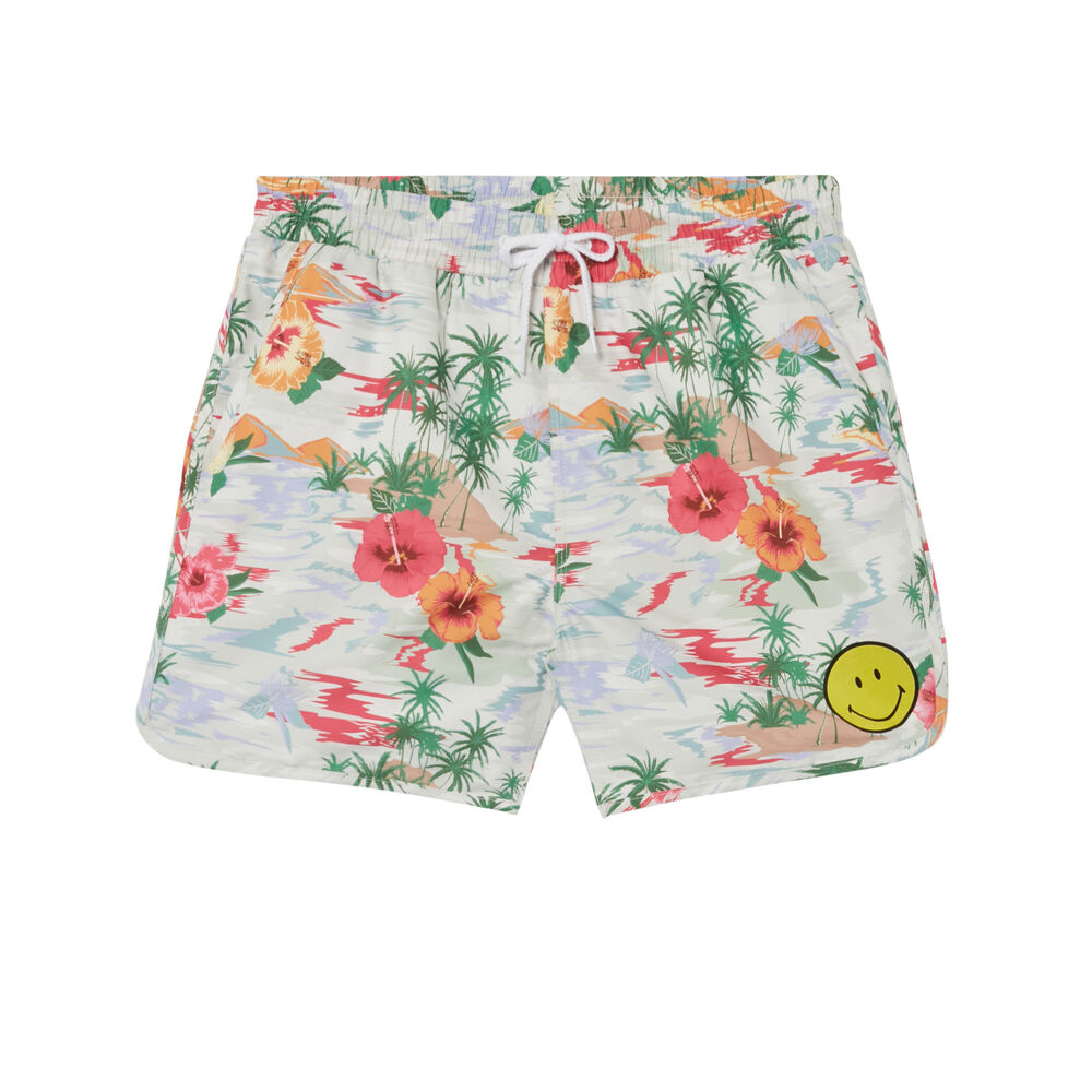 Short de bain smiley® à fleurs - blanc blanc.