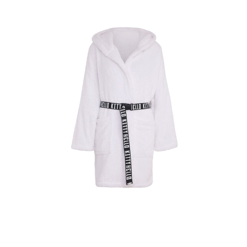 Peignoir polaire broderie hello kitty kittiniz blanc.