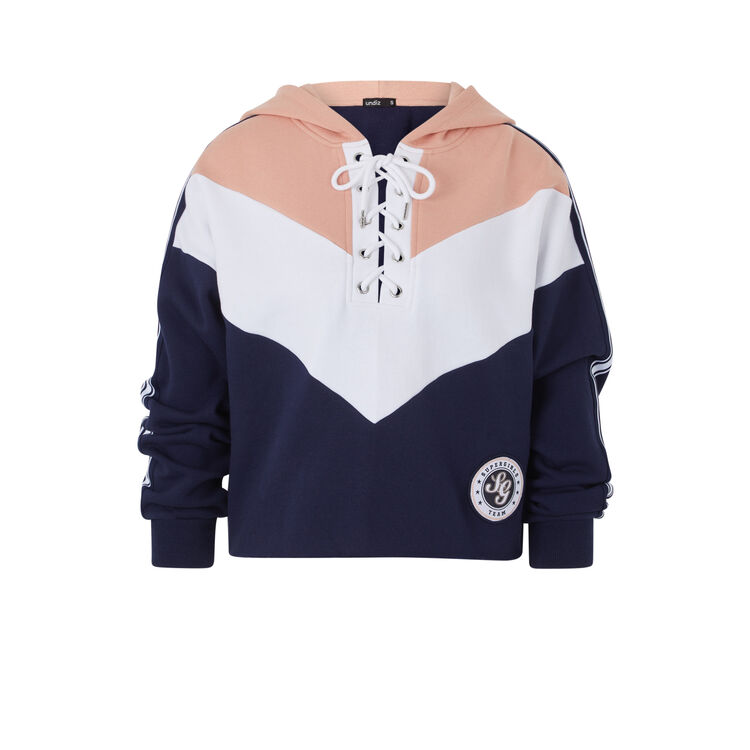Sweat detail lacage colorlaciz bleu marine.