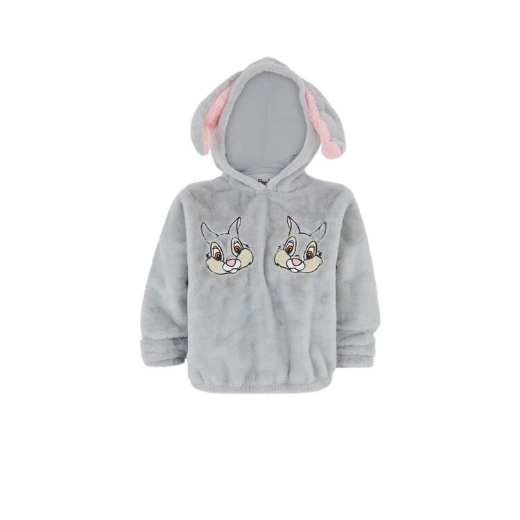 Sweat polaire à capuche print panpan panpaniz gris.