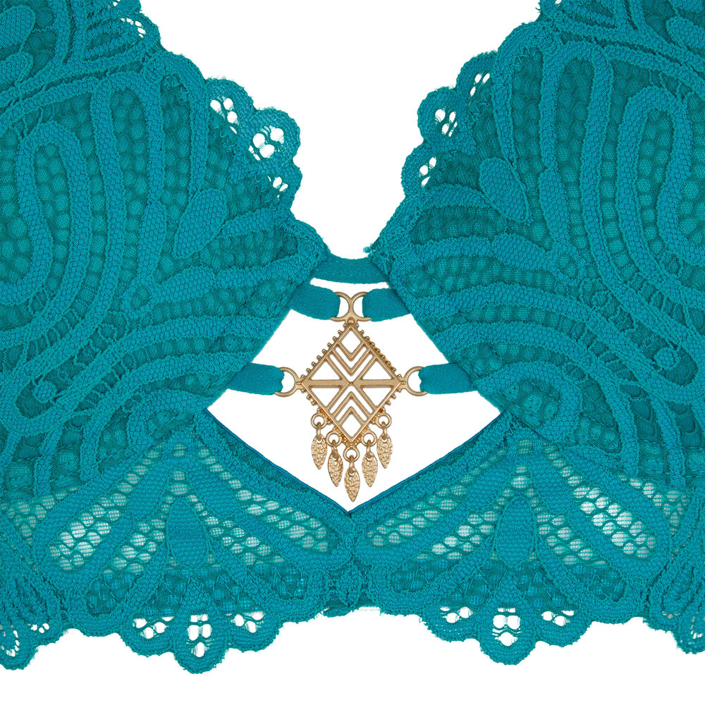 Soutien-gorge bustier dentelle - bleu bleu.