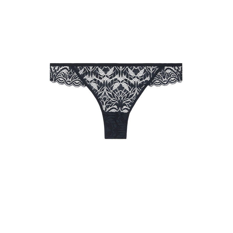 Tanga en dentelle détails studs naraiz noir.