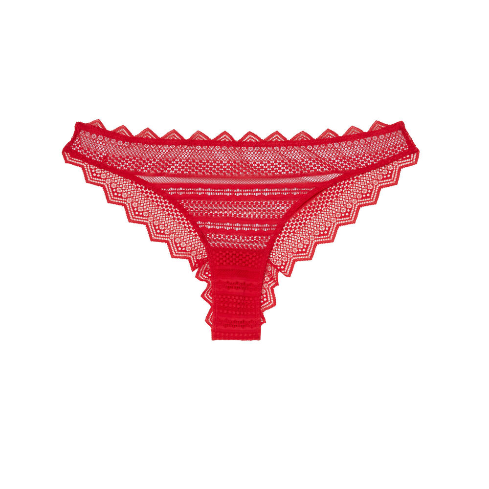 Tanga dentelle géométrique - rouge rouge.