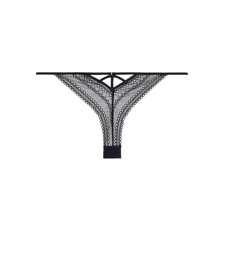 Tanga dentelle detail noeud neoriz noir.