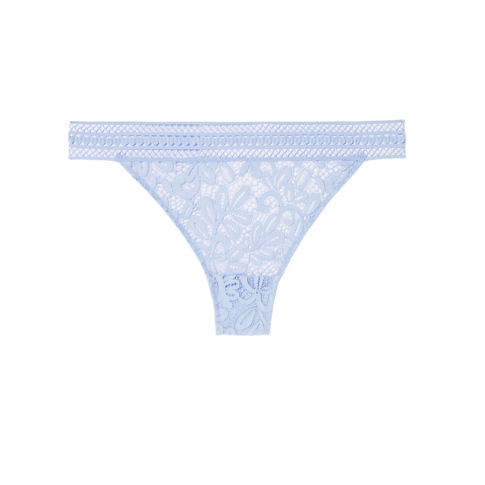 Tanga élastique dentelle aztèque - bleu bleu.