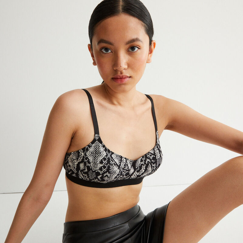 brassière imprimé python sans armatures - noir brassière imprimé python sans armatures - noir;
