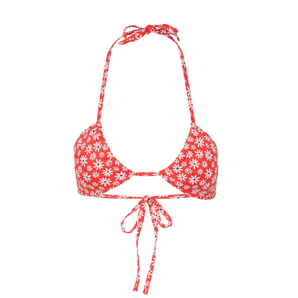 Haut de maillot triangle à motifs fleurs - rouge rouge.