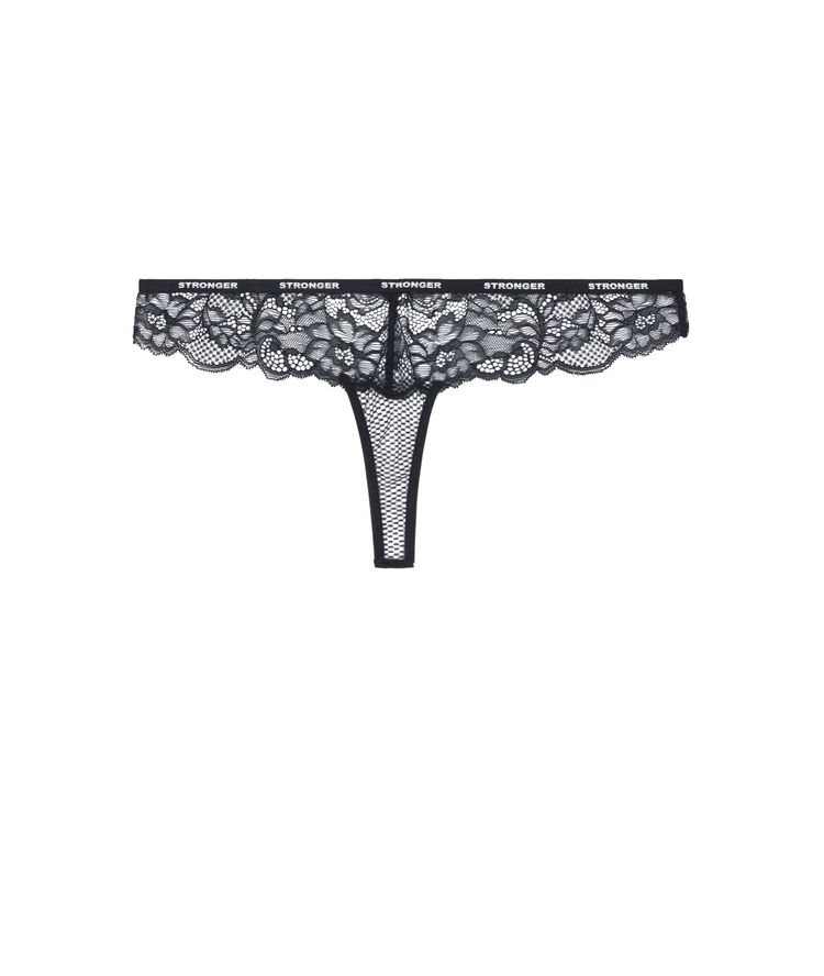 Tanga en dentelle détail liseré adesiz noir.
