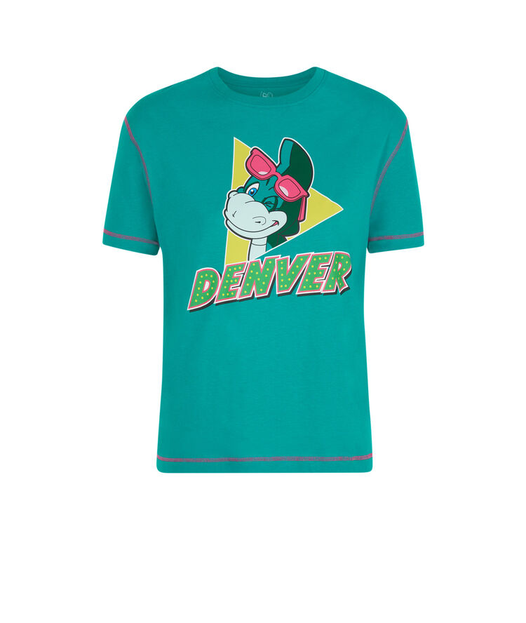 Top à manches courtes print denver denveriz bleu canard.