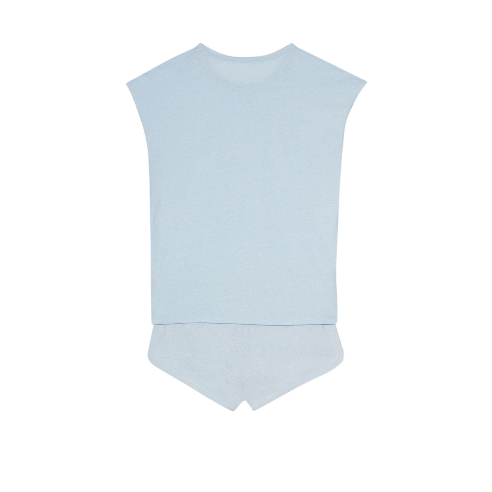 Set de pyjama uni - bleu bleu.