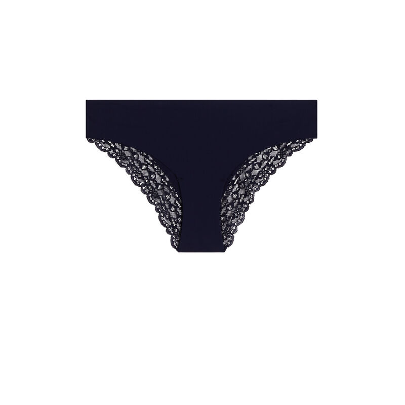culotte en micro et dentelle - bleu marine culotte en micro et dentelle - bleu marine;