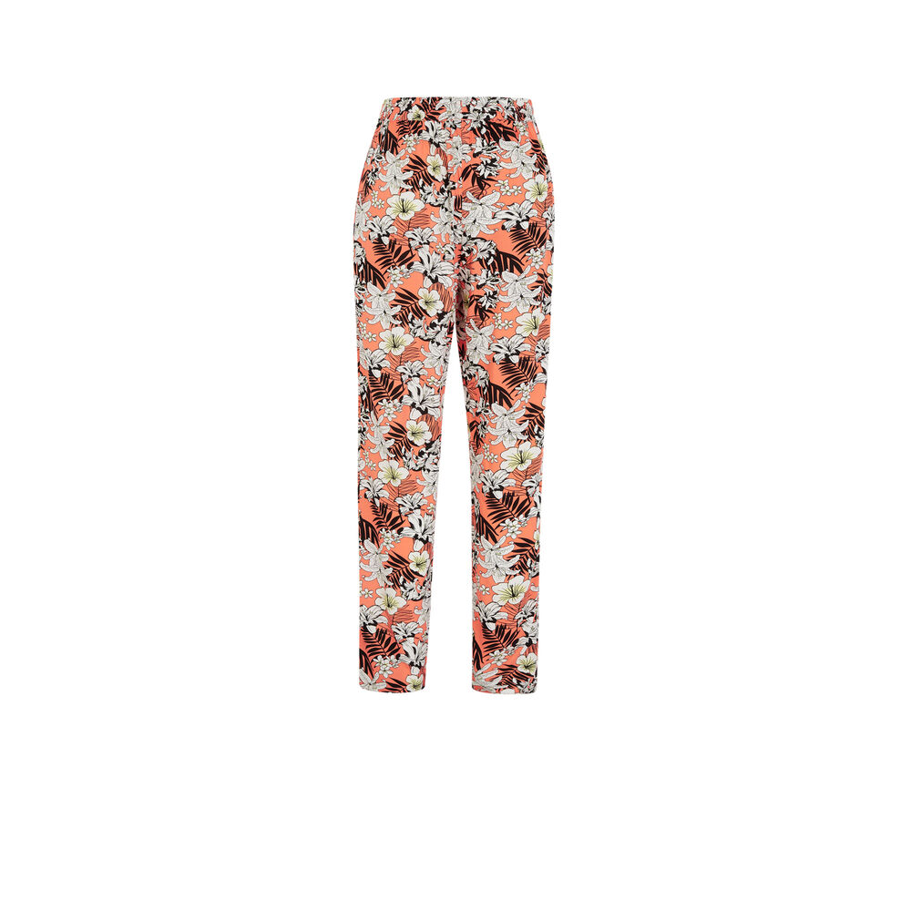 Pantalon imprimé fleuri - corail corail.