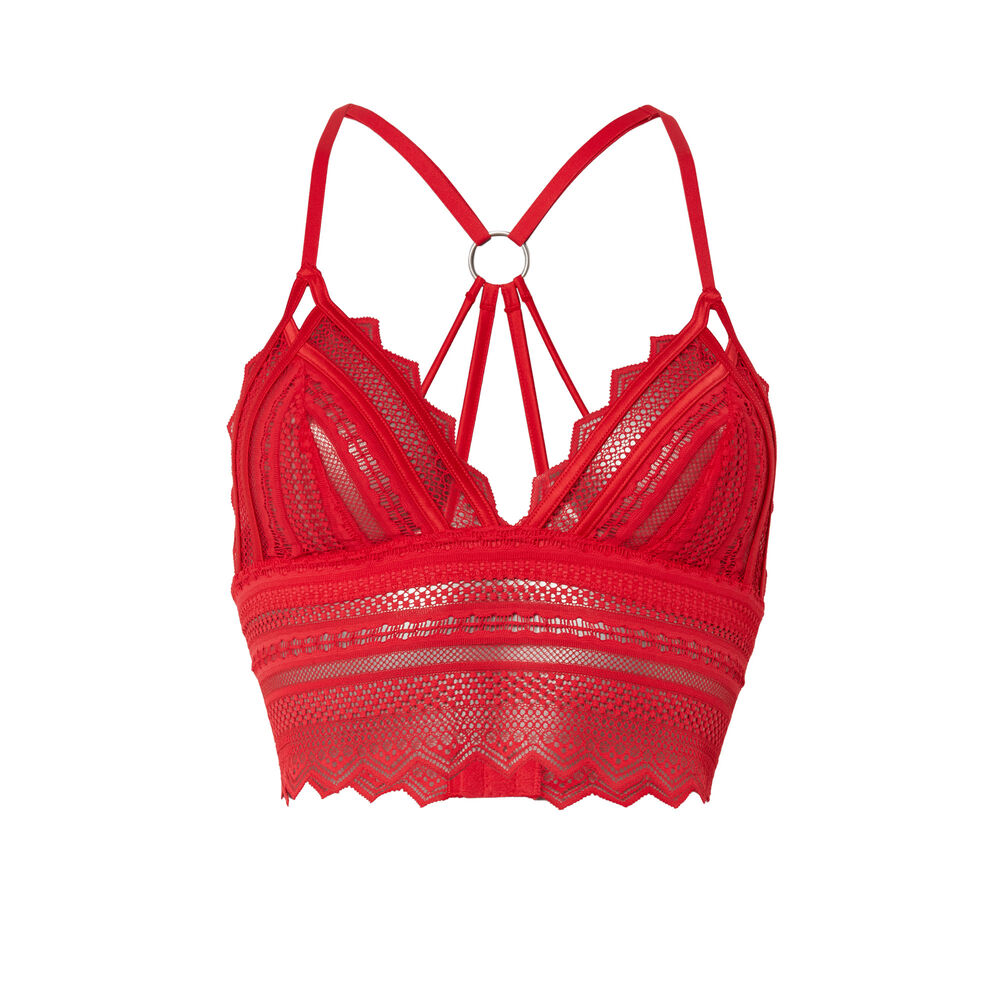 Soutien-gorge triangle sans armatures détail dos - rouge rouge.