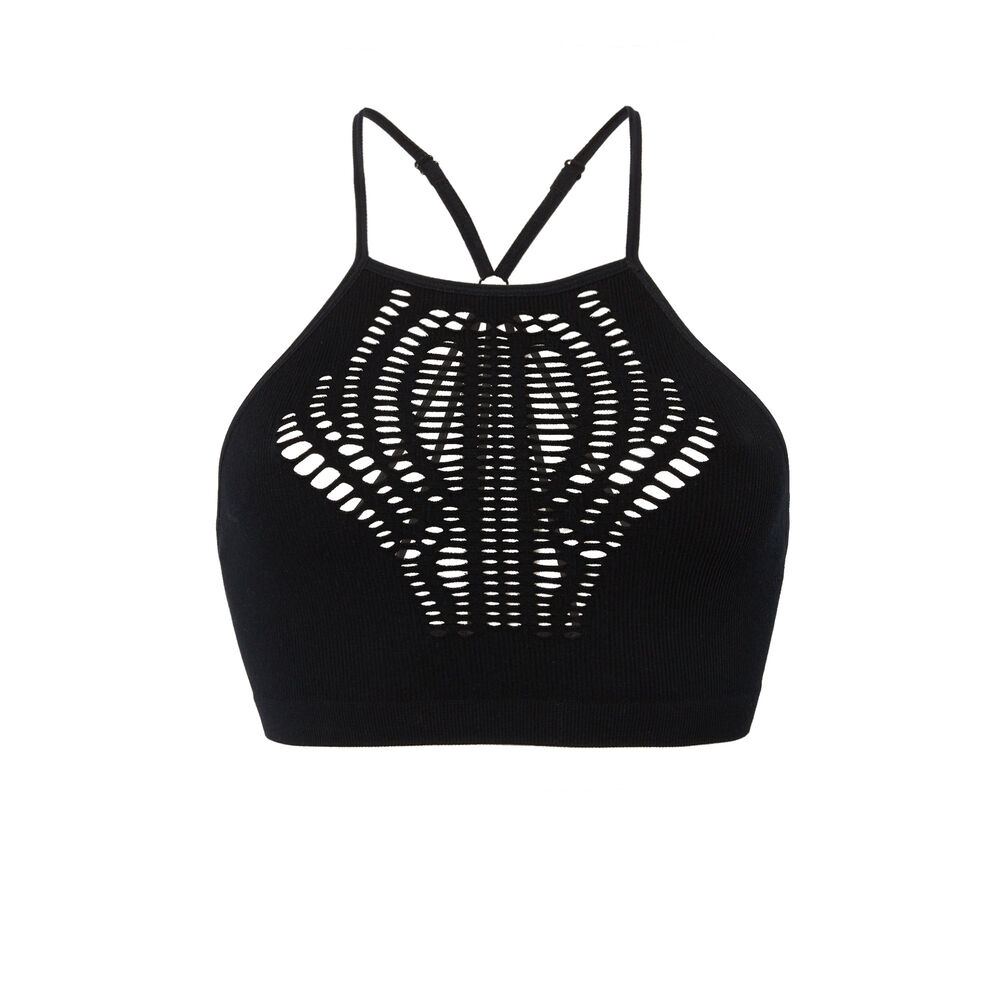 Brassière décolleté ajouré et dos croisé - noir noir.