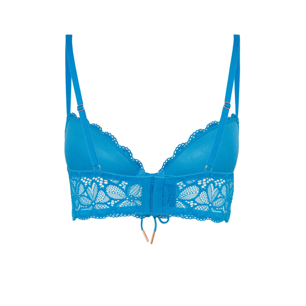 Soutien-gorge ampliforme à détail corset - bleu bleu.