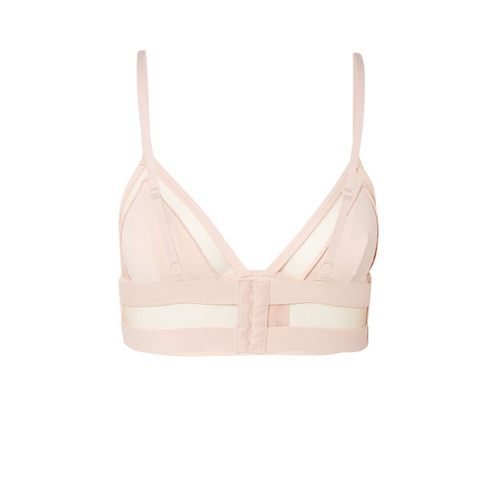 Soutien-gorge triangle et résille transparente - rose nude rose.
