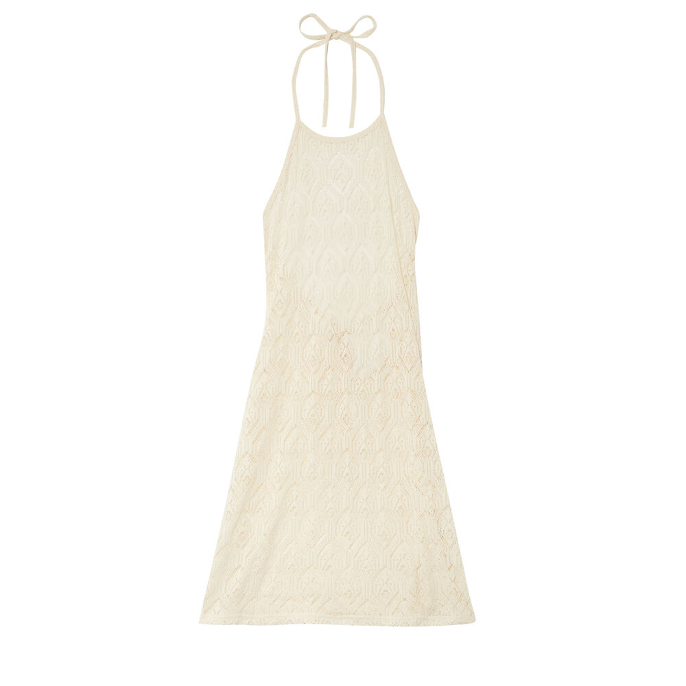 Robe dos nu à nouer en dentelle - écru ecru.