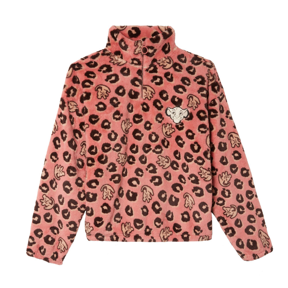 Sweat polaire à zip roi lion - rose rose.