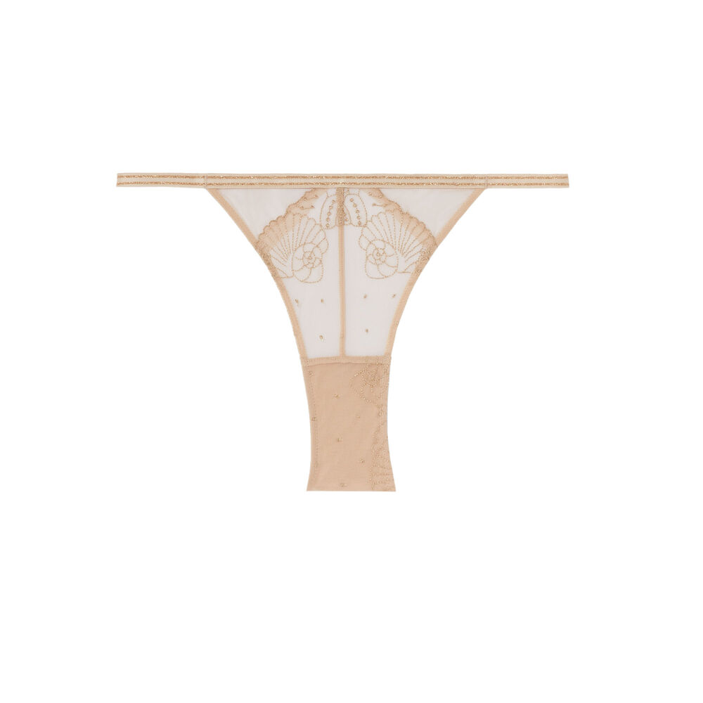 Tanga en broderie - beige beige.