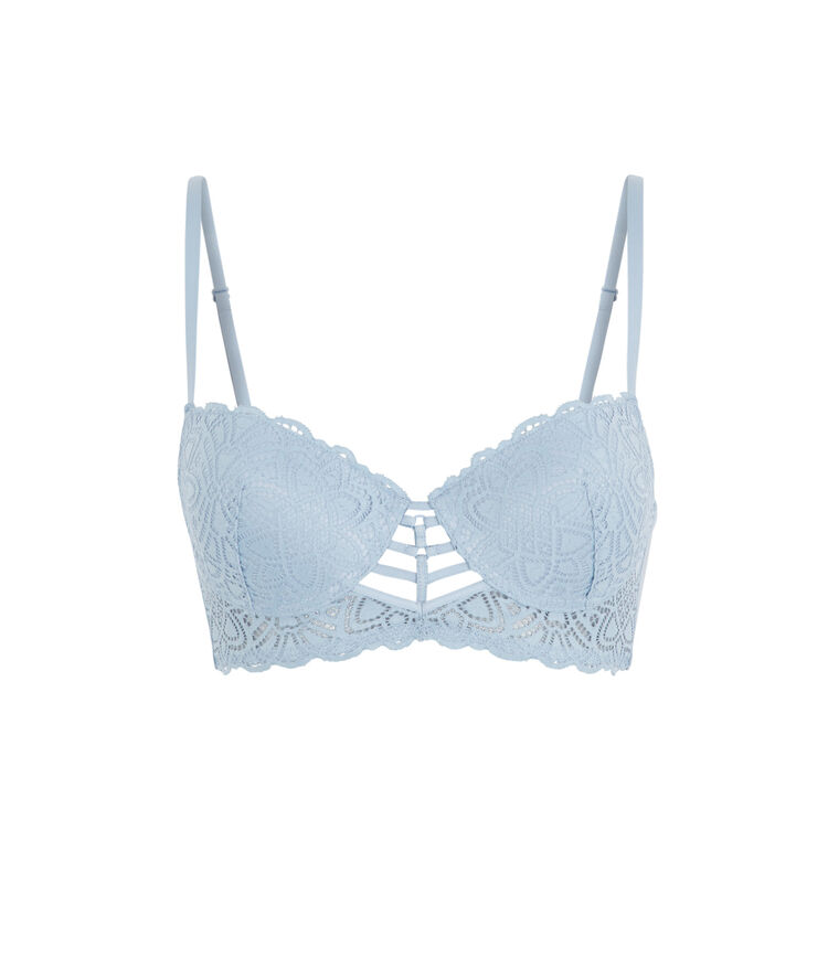 Soutien-gorge bustier push dentelle et bandings marceliz bleu gris.