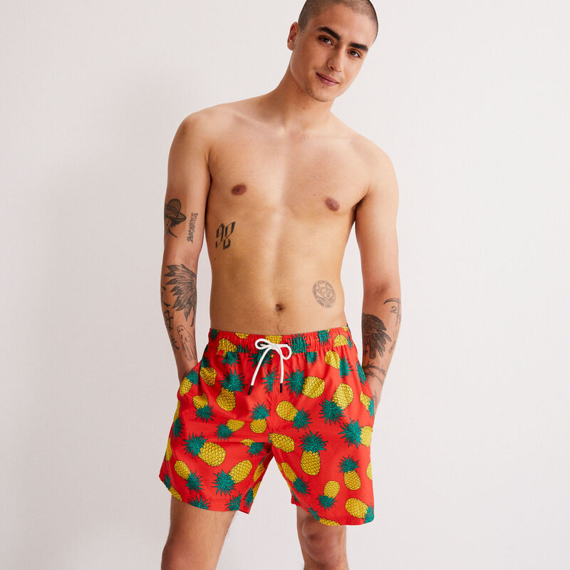 short de bain imprimé ananas - rouge short de bain imprimé ananas - rouge;