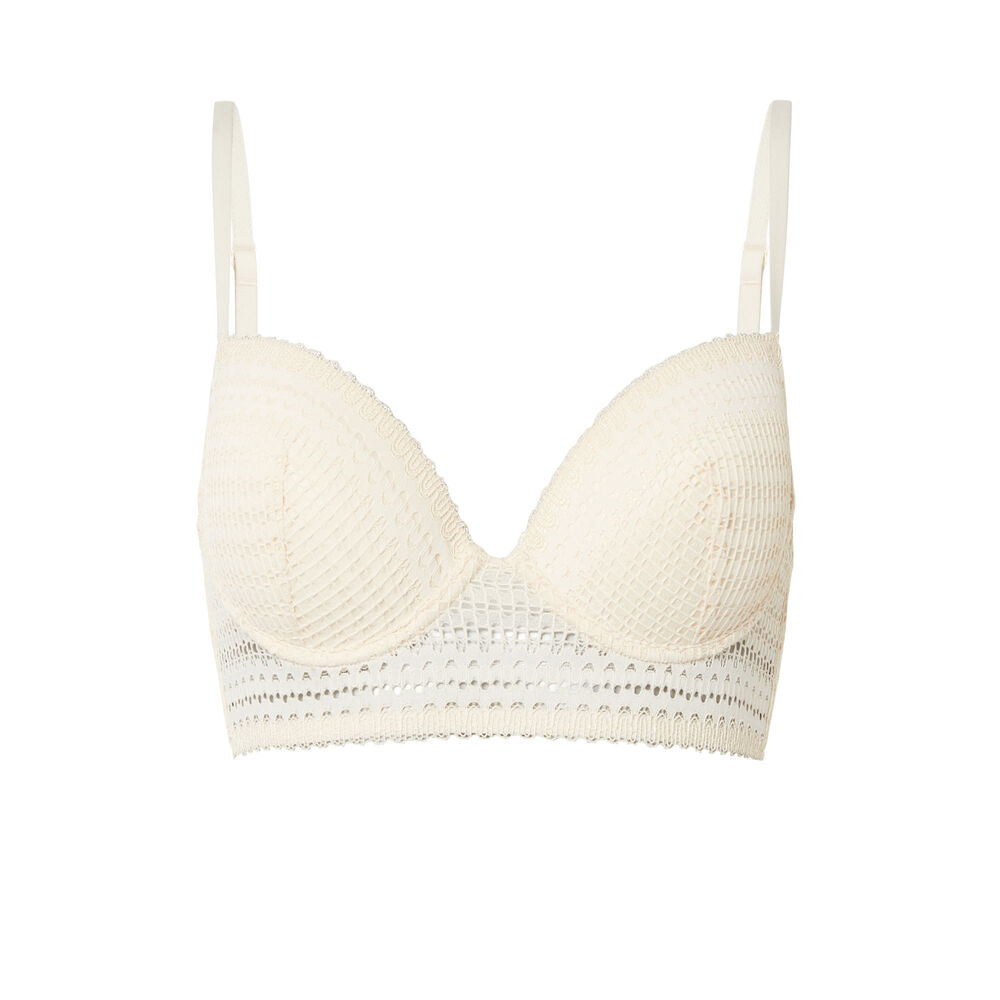 Soutien-gorge ampli en dentelle fine - écru ecru.