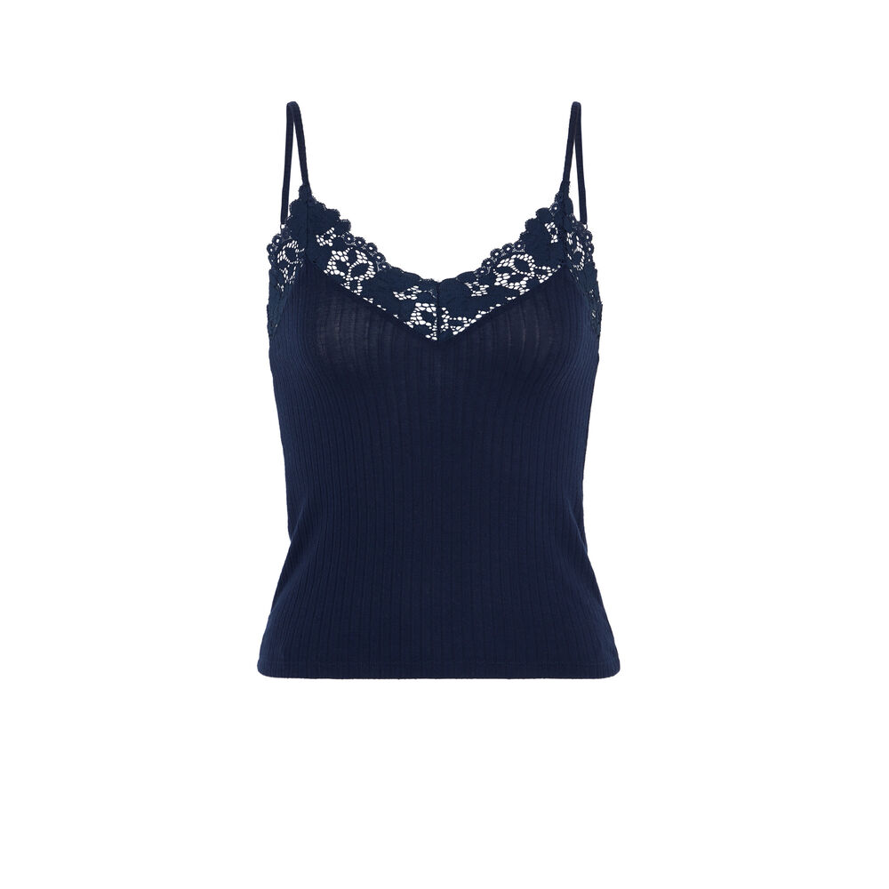 Top à fines bretelles tout doux bruvitamiz bleu marine.