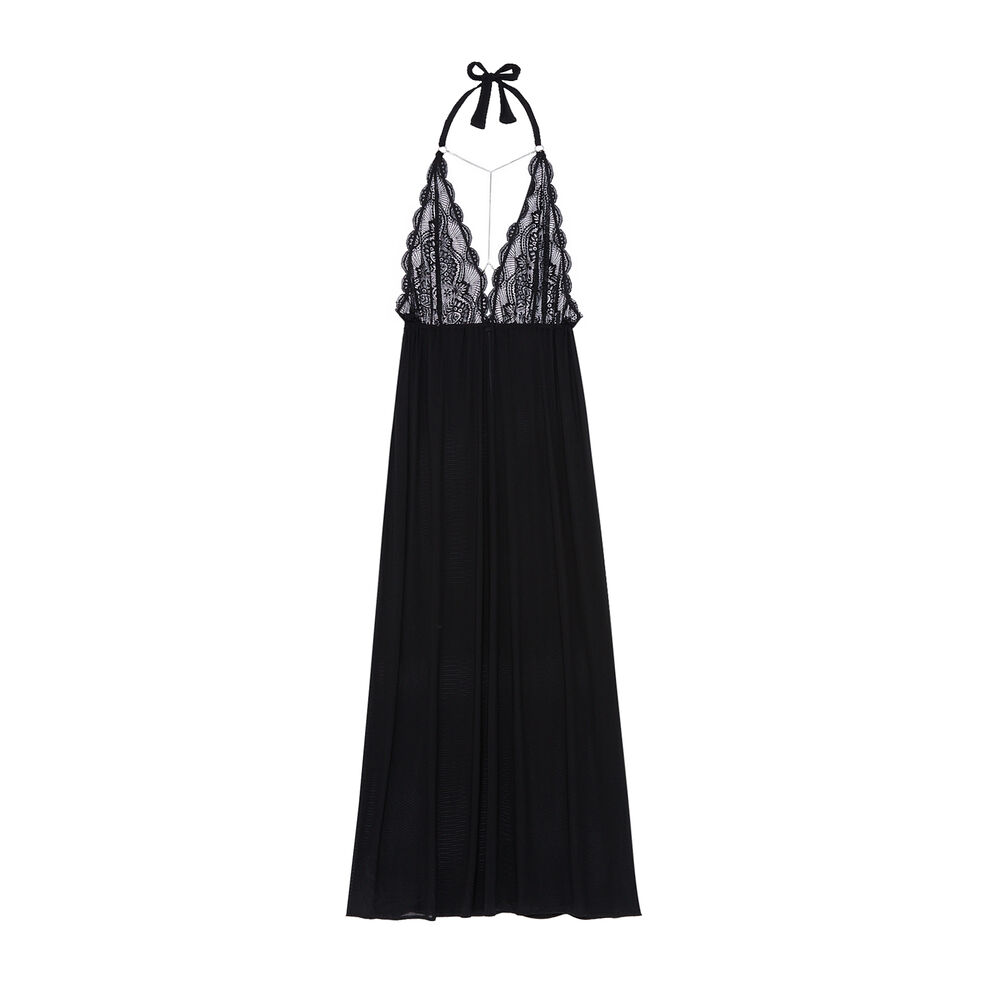 Combinaison dentelle et satin - noir noir.