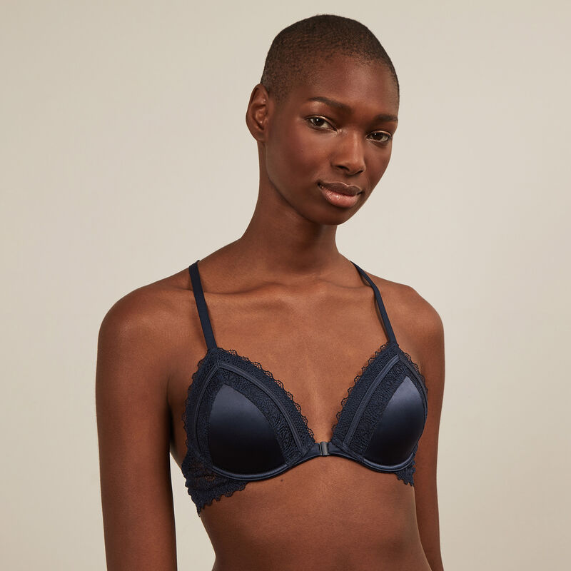 soutien-gorge ampli dos dentelle - bleu nuit soutien-gorge ampli dos dentelle - bleu nuit ;