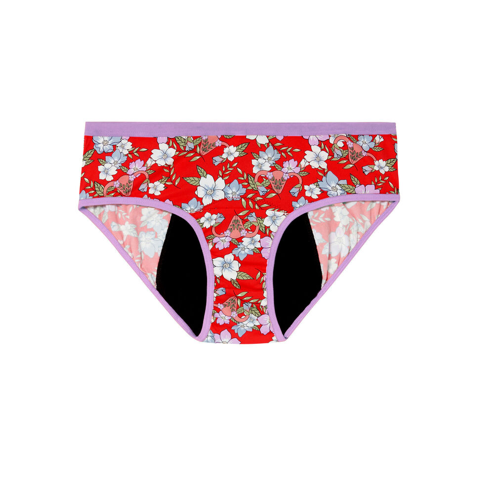 Sisters republic x undiz culotte de règles imprimée floral - rouge rouge.