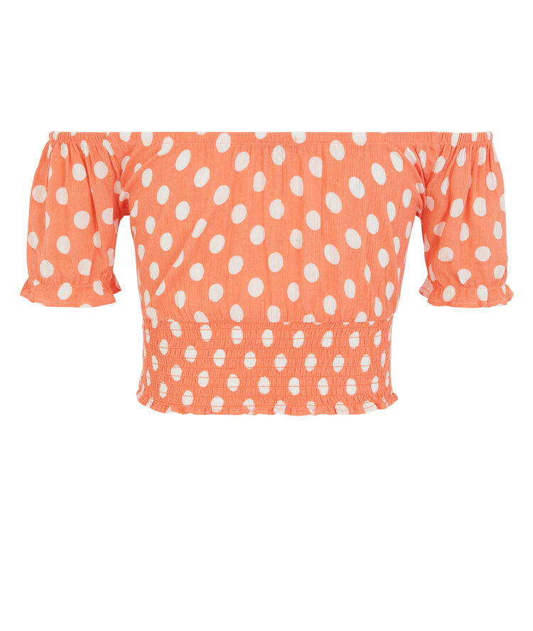 Top imprimé pois - orange orange.