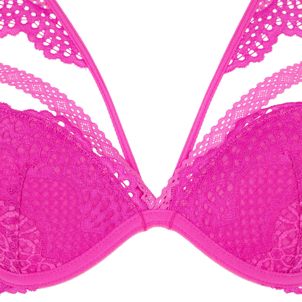 Soutien-gorge push-up en dentelle - rose rose.