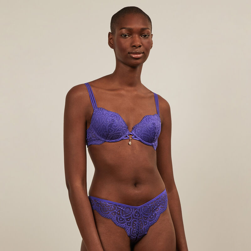 tanga en dentelle fleurie - violet tanga en dentelle fleurie - violet ;