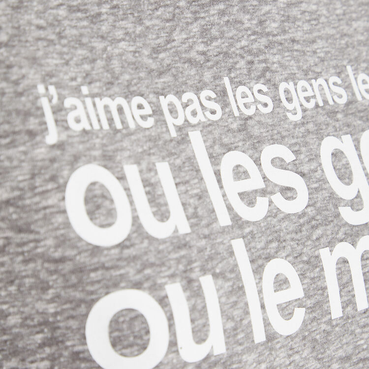 Top à message allergiz gris foncé.