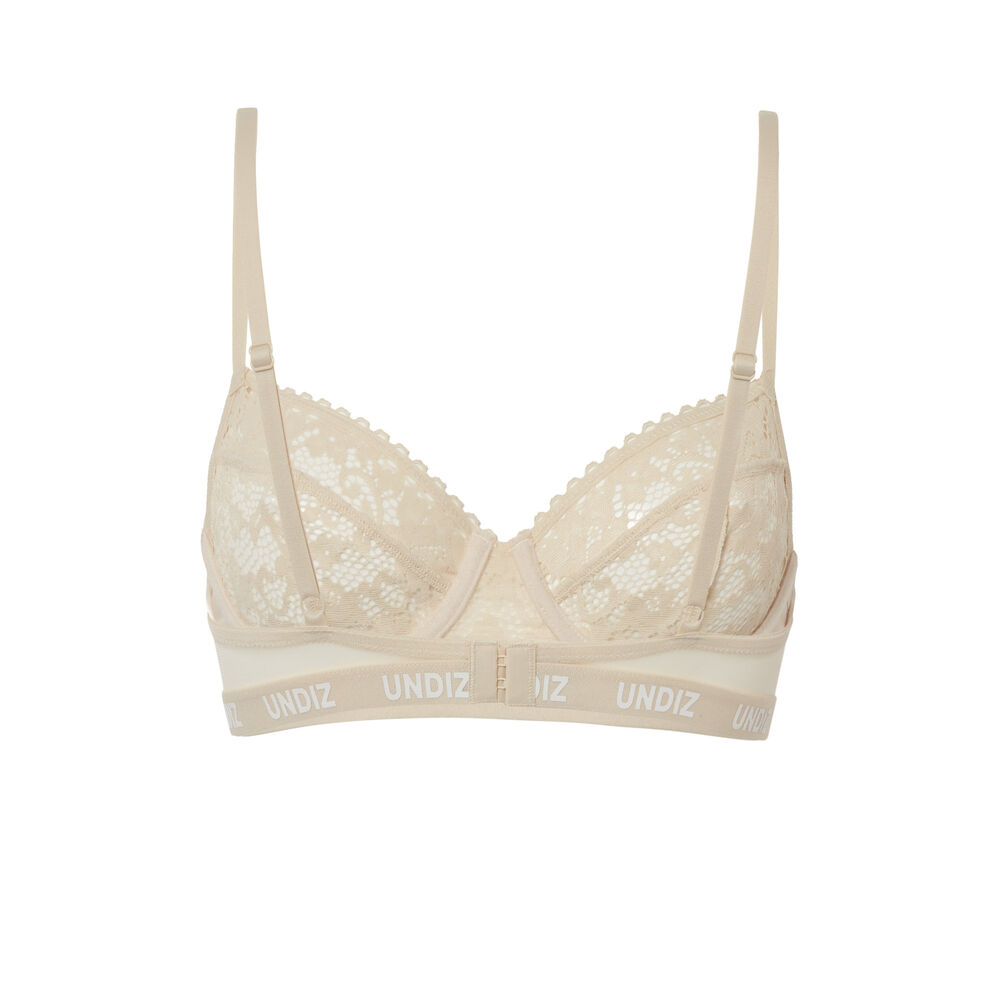 Soutien-gorge corbeille en dentelle détail élastique - écru ecru.