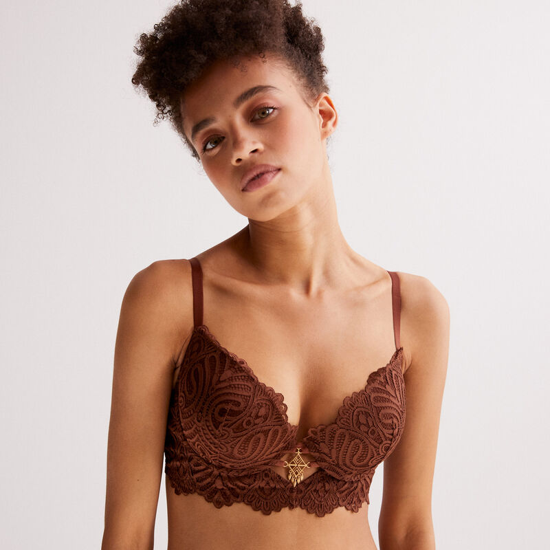 soutien-gorge ampli bustier détail bijou - marron soutien-gorge ampli bustier détail bijou - marron;