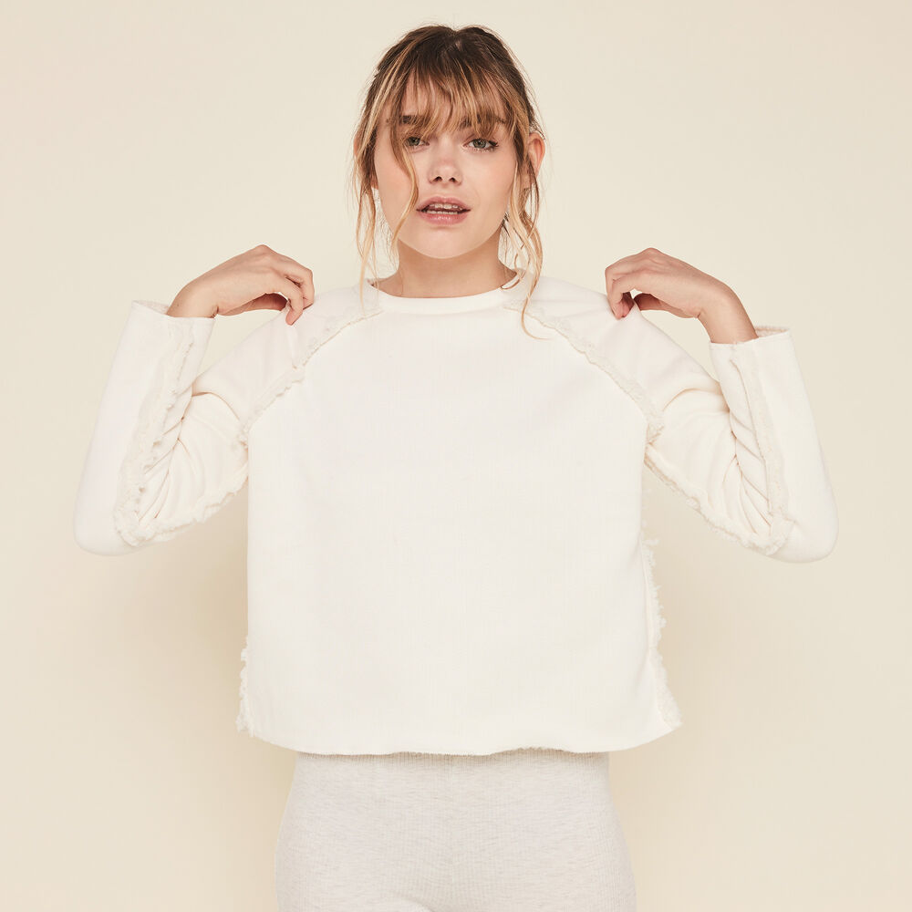Sweat polaire réversilble sherpiz blanc cassé.
