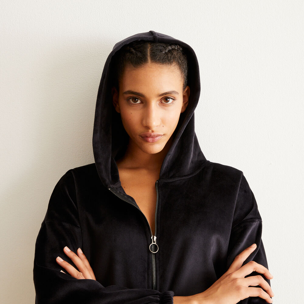Sweat à capuche en velours - noir noir.
