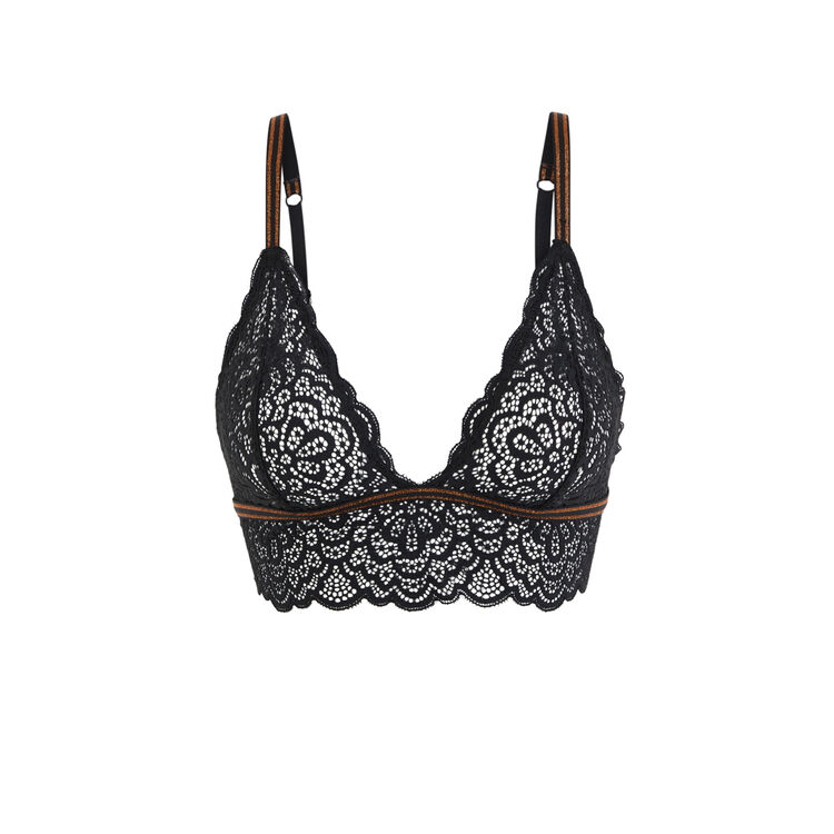 Triangle bustier sans armatures en dentelle lurexbandiz noir.