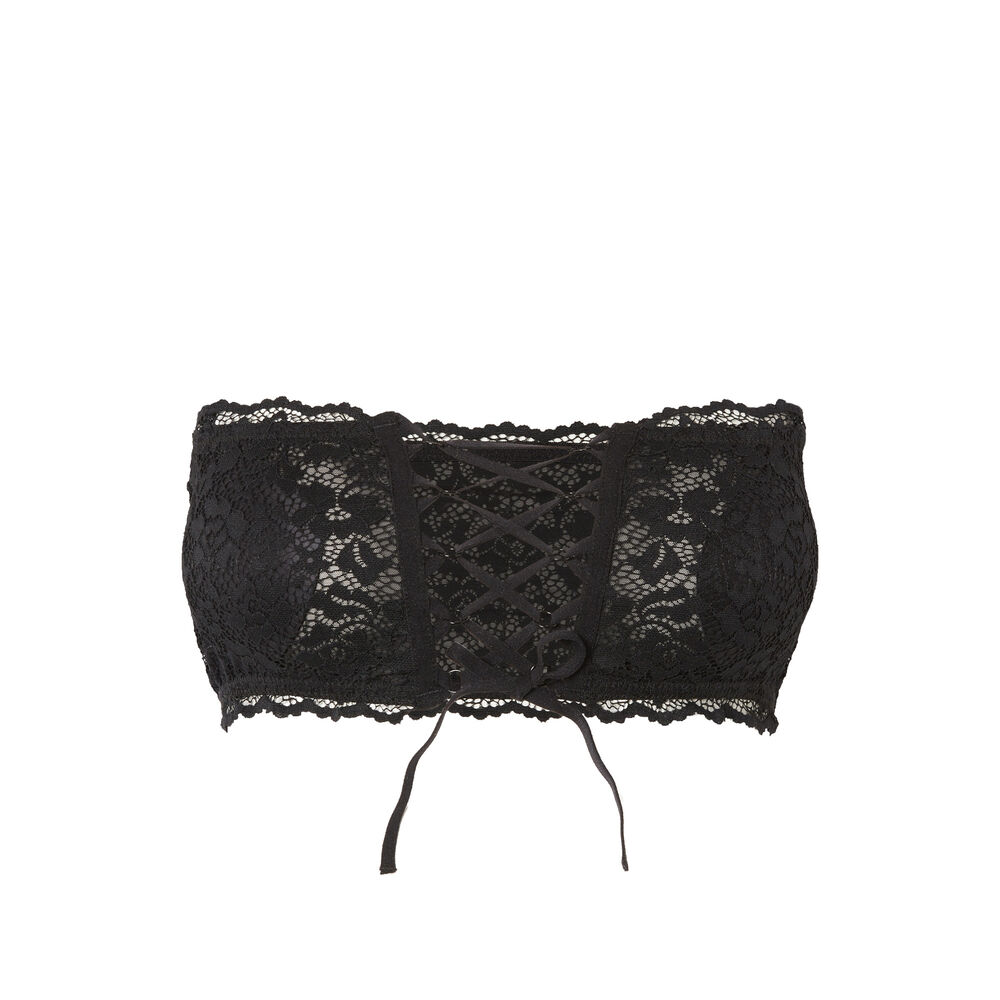 Soutien-gorge bandeau sans armatures effet corset - noir noir.