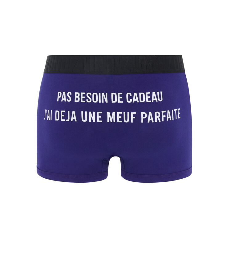 Boxer en coton à message noeliz bleu.