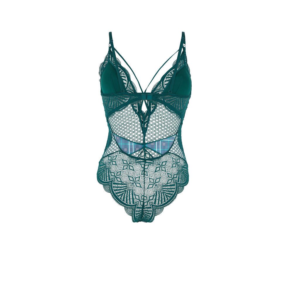 Body en résille et dentelle - vert vert.