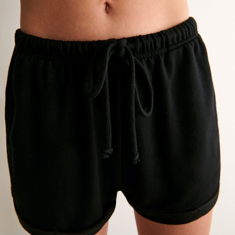 Short uni à détail cordon - noir noir.